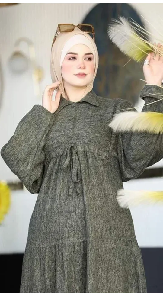 عباية صوف رباط على الخصر