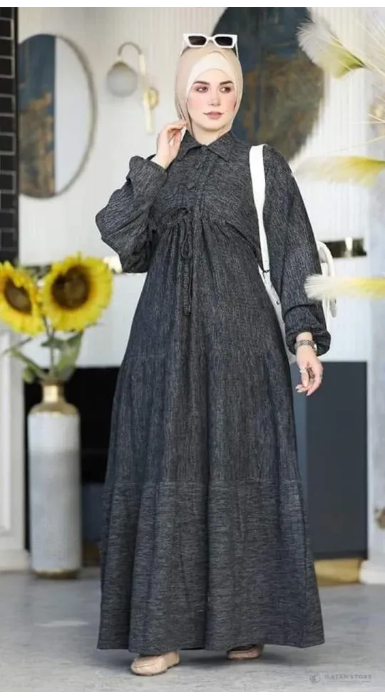 عباية صوف رباط على الخصر