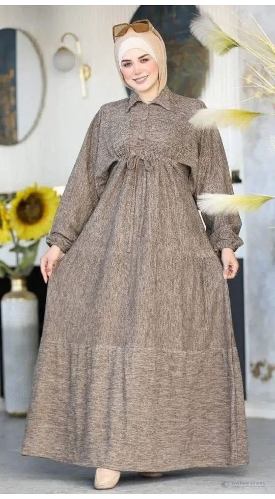 عباية صوف رباط على الخصر